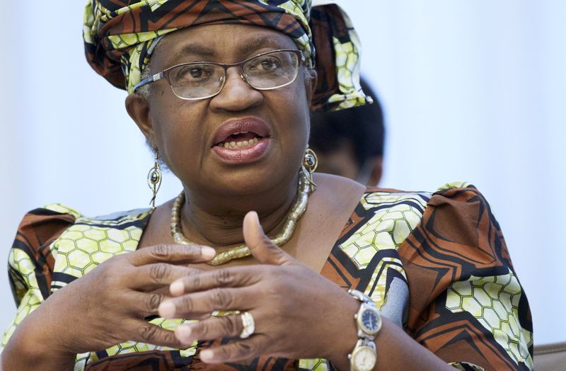 &copy; Reuters. FILE PHOTO: World Trade Organization (WTO) director-general Ngozi Okonjo-Iweala attends a news conference in Geneva, Switzerland, October 4, 2021. REUTERS/Denis Balibouse