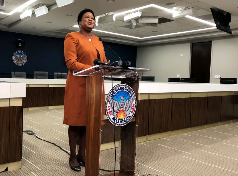 &copy; Reuters. FILE PHOTO: Atlanta City Council President Felicia Moore speaks about the last week's cyberattack on city computers in Atlanta, Georgia, U.S. March 29, 2018.  REUTERS/Laila Kearney/File Photo