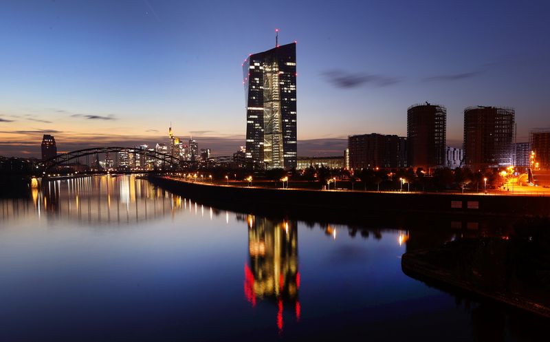 &copy; Reuters. The headquarter of the European Central Bank (ECB) is seen during sunset ahead of the ECB?s governing council meeting later this week in Frankfurt, Germany, October 25, 2021.  REUTERS/Kai Pfaffenbach