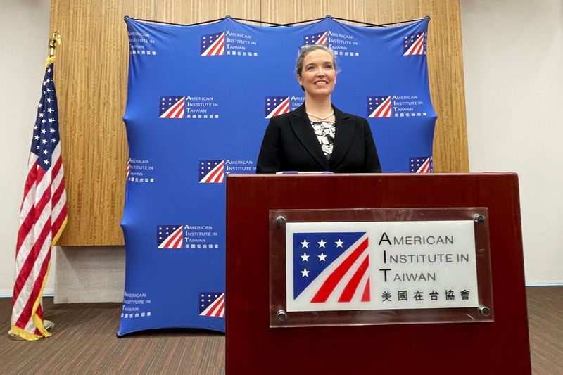 &copy; Reuters. Diretora do Instituto Americano de Taiwan, Sandra Oudkirk, durante entrevista coletiva em Taipé
29/10/2021 REUTERS/Yimou Lee