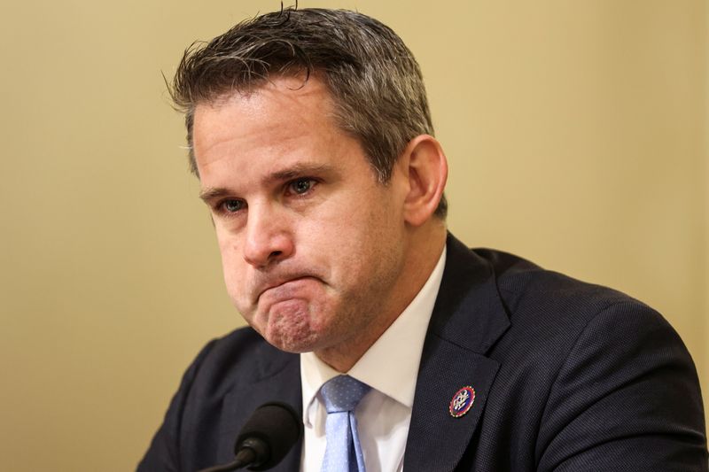 &copy; Reuters. FILE PHOTO: U.S. Rep. Adam Kinzinger gets emotional as he speaks during a hearing by the House Select Committee investigating the Jan. 6 attack on Capitol Hill in Washington, U.S., July 27, 2021.  Oliver Contreras/Pool via REUTERS/File Photo