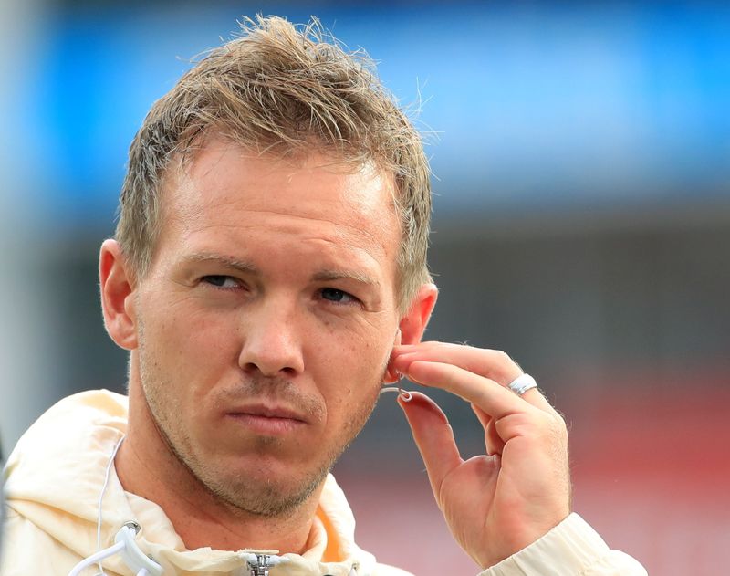 &copy; Reuters. Técnico do Bayern, Julian Nagelsmann
17/10/2021
REUTERS/Thilo Schmuelgen