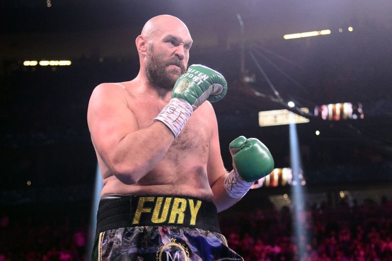 &copy; Reuters. Tyson Fury em luta contra Deontay Wilder em Las Vegas
09/10/2021
Joe Camporeale-USA TODAY Sports