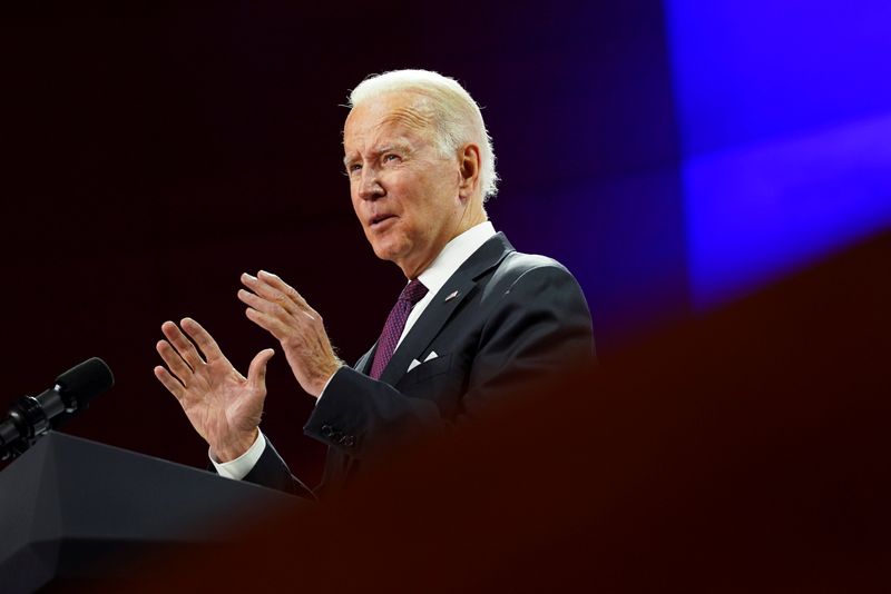 &copy; Reuters. FILE PHOTO: U.S President Joe Biden speaks during a press conference during the G20 leaders' summit in Rome, Italy October 31, 2021. REUTERS/Kevin Lamarque