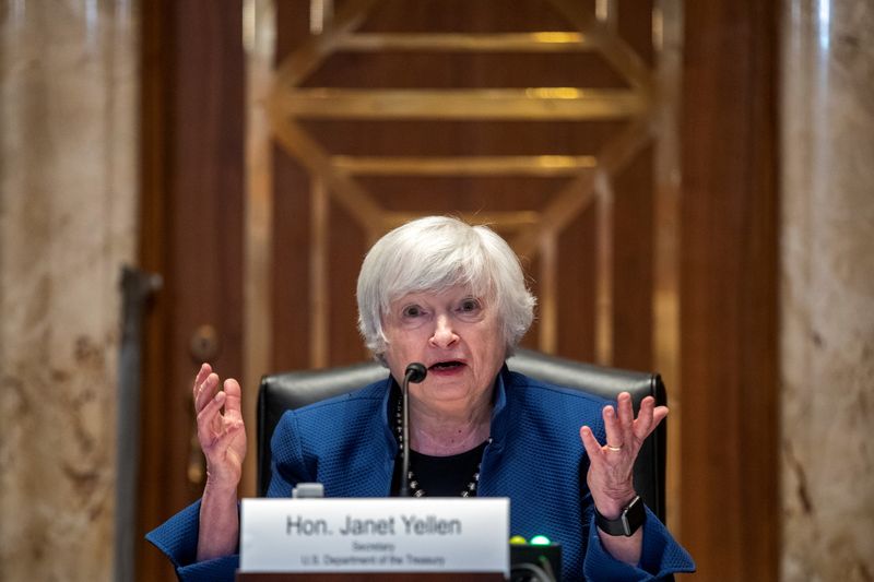 &copy; Reuters. FILE PHOTO: U.S. Treasury Secretary Janet Yellen testifies before the Senate Appropriations Subcommittee on Financial Services about the FY22 Treasury budget request on Capitol Hill, in Washington, DC, U.S., June 23, 2021. Shawn Thew/Pool via REUTERS