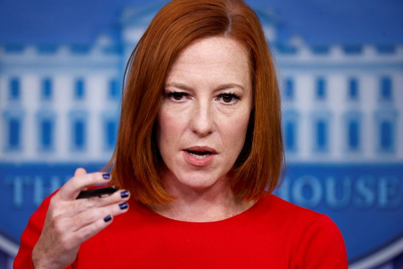 &copy; Reuters. La porte-parole de la Maison Blanche, Jen Psaki, a annoncé dimanche sur son compte Twitter avoir été testée positive au COVID-19 et ne souffrir que de symptômes légers. /Photo prise le 19 octobre 2021/REUTERS/Jonathan Ernst