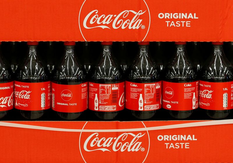 &copy; Reuters. FILE PHOTO: Bottles of Coca-Cola are seen at a Carrefour Hypermarket store in Montreuil, near Paris, France, February 5, 2018.  REUTERS/Regis Duvignau