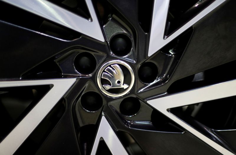 &copy; Reuters. FILE PHOTO: A logo is seen on a wheel of a Skoda car during the Prague Autoshow in Prague, Czech Republic, April 13, 2019.   REUTERS/David W Cerny