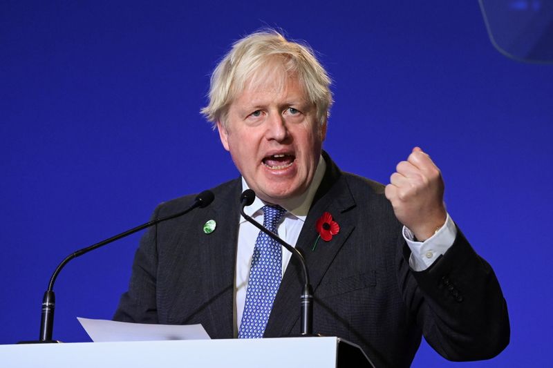 &copy; Reuters. IL primo ministro britannico Boris Johnson durante un intervento nel corso della COP26 di Glasgow, Scozia, Gran Bretagna, 1 novembre 2021 Jeff J Mitchell/Pool via REUTERS