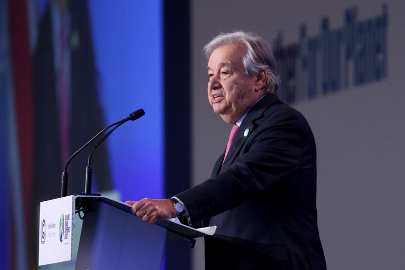 © Reuters. Guterres fala na COP26 em Glasgow
1/11/2021 REUTERS/Yves Herman/Pool