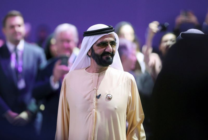 &copy; Reuters. FILE PHOTO: Prime Minister and Vice-President of the United Arab Emirates and ruler of Dubai Sheikh Mohammed bin Rashid al-Maktoum attends the Global Women's Forum in Dubai, United Arab Emirates, February 16, 2020. REUTERS/Christopher Pike/File Photo