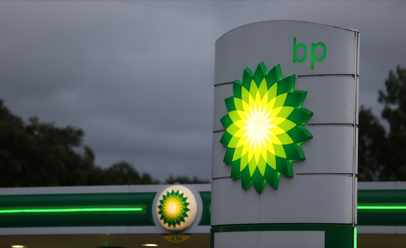 &copy; Reuters. An illuminated BP logo is seen at a petrol station in Chester-le-Street, Durham, Britain September 23, 2021. REUTERS/Lee Smith