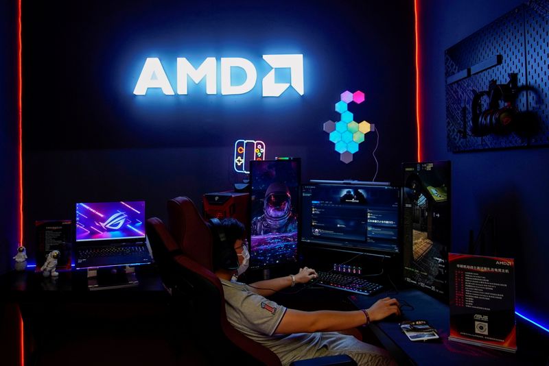 &copy; Reuters. FILE PHOTO: A sign of AMD is seen at the China Digital Entertainment Expo and Conference, also known as ChinaJoy, in Shanghai, China July 30, 2021.  REUTERS/Aly Song/File Photo