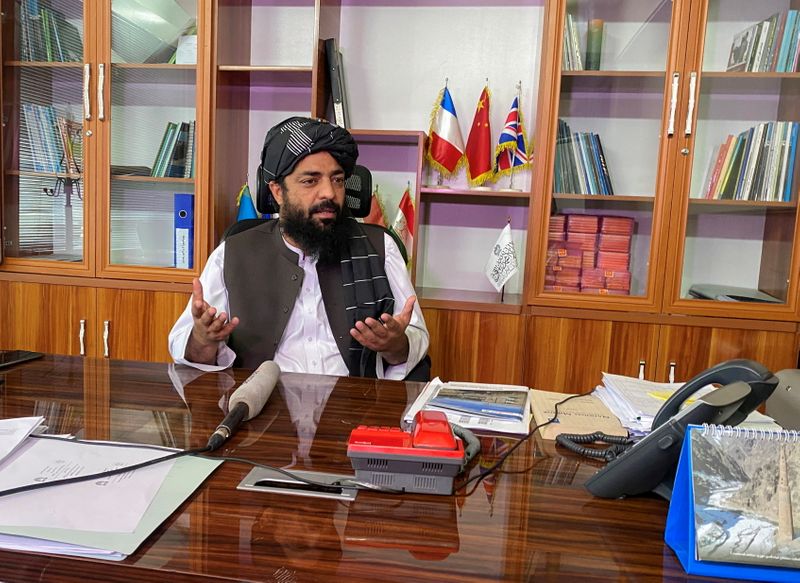 &copy; Reuters. FILE PHOTO: Waheedullah Hashimi, Director of External Programmes and Aid at the Ministry of Education, speaks during an interview in Kabul, Afghanistan October 31, 2021. Picture taken on October 31, 2021. REUTERS/Yosri Al Jamal/File Photo