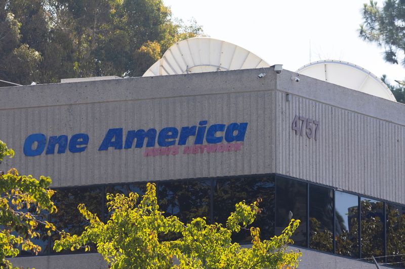 © Reuters. FILE PHOTO: The U.S. headquarters for the One American News Network is seen in San Diego, California, U.S., September 20, 2021. REUTERSMike Blake/File Photo