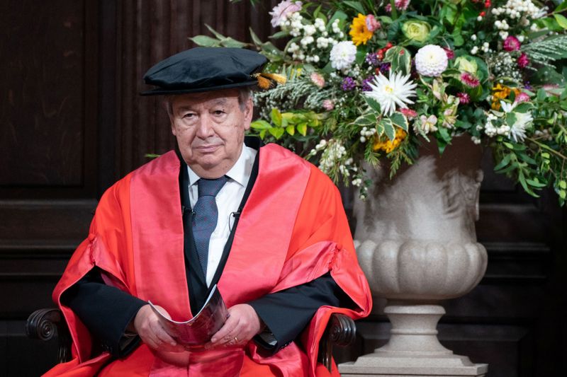 &copy; Reuters. Secretário-geral da ONU, António Guterres, após receber diploma honorário da Universidade de Cambridge, no Reino Unido
03/11/2021 Joe Giddens/Pool via REUTERS