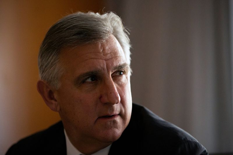 &copy; Reuters. FILE PHOTO: Robert Bradway, chairman and chief executive officer of Amgen, speaks during an interview on the sidelines of the 38th Annual JP Morgan Healthcare Conference in San Francisco, California, U.S. January 13, 2020. REUTERS/Stephen Lam/File Photo