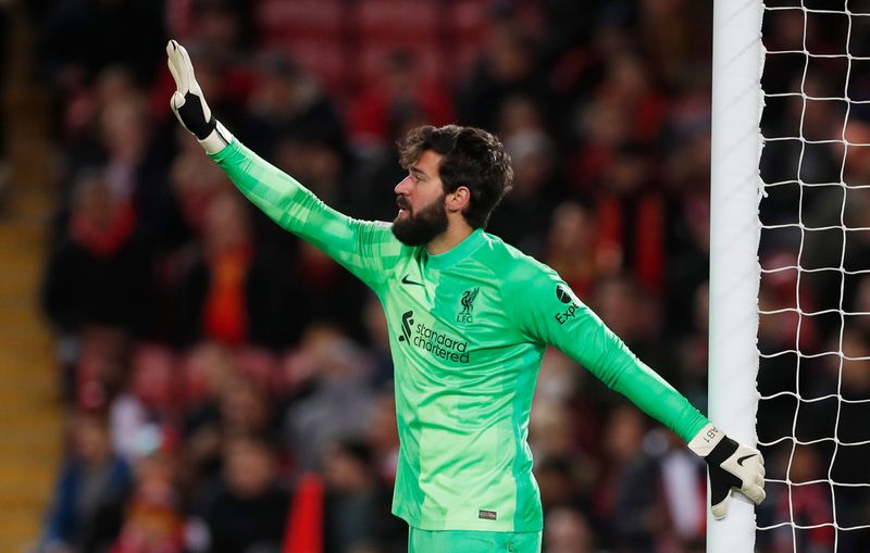 &copy; Reuters. Goleiro Alisson, do Liverpool
03/11/2021
Action Images via Reuters/Lee Smith