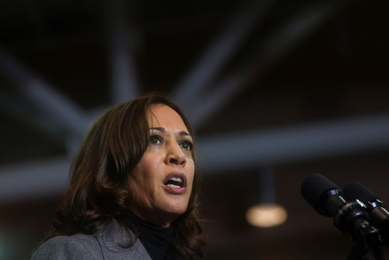 &copy; Reuters. FILE PHOTO: U.S. Vice President Kamala Harris speaks during a campaign event for Virginia Democratic gubernatorial nominee and former governor Terry McAuliffe in Norfolk, Virginia, U.S. October 29, 2021. REUTERS/Leah Millis/File Photo