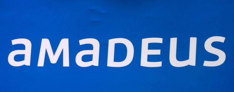 &copy; Reuters. FILE PHOTO: The logo of Amadeus can be seen in Madrid, Spain, June 24, 2016. REUTERS/Andrea Comas