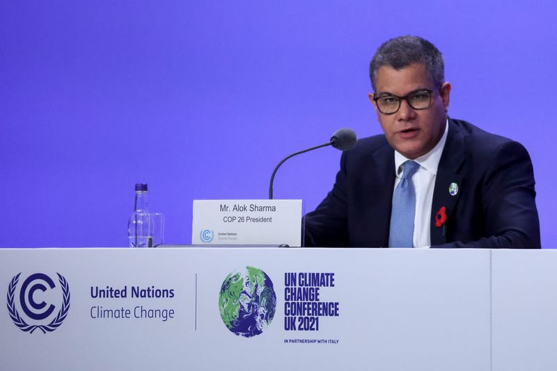 &copy; Reuters. Presidente da COP26, Alok Sharma, fala durante a conferência em Glasgow
04/11/2021 REUTERS/Yves Herman