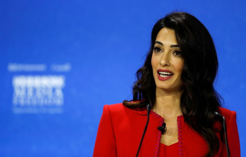 &copy; Reuters. FILE PHOTO: Human rights lawyer Amal Clooney attends the Global Conference for Media Freedom in London, Britain July 10, 2019. REUTERS/Peter Nicholls