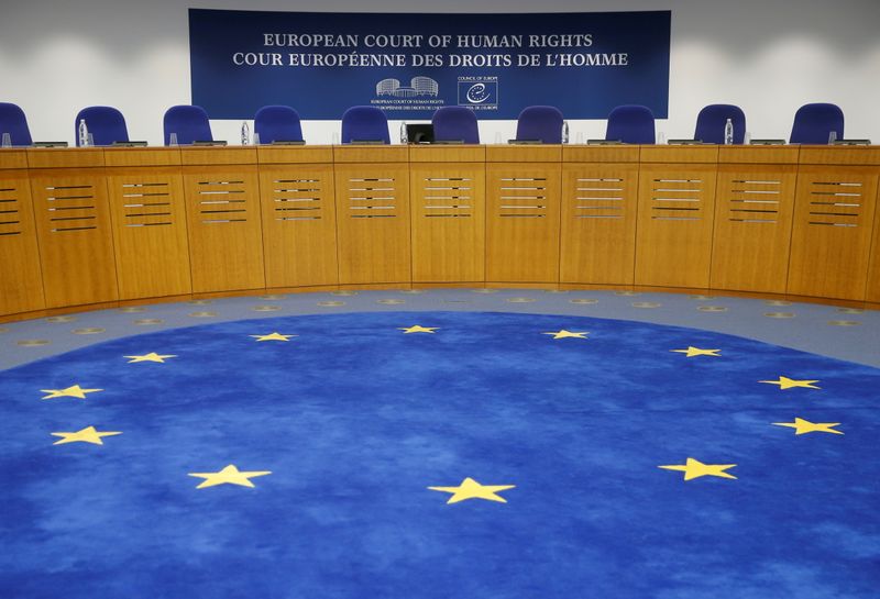 &copy; Reuters. FILE PHOTO: The courtroom of the European Court of Human Rights is seen ahead of the start of a hearing concerning Ukraine's lawsuit against Russia regarding human rights violations in Crimea, at  in Strasbourg, France, September 11, 2019.  REUTERS/Vincen