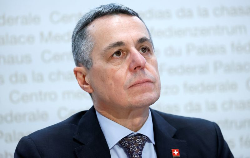 &copy; Reuters. FILE PHOTO: Swiss Foreign Minister Ignazio Cassis attends a news conference in Bern, Switzerland, December 18, 2020. REUTERS/Denis Balibouse