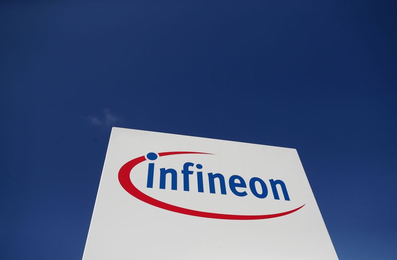 &copy; Reuters. FILE PHOTO: The logo of semiconductor manufacturer Infineon is seen in Villach, Austria, June 3, 2018. REUTERS/Lisi Niesner