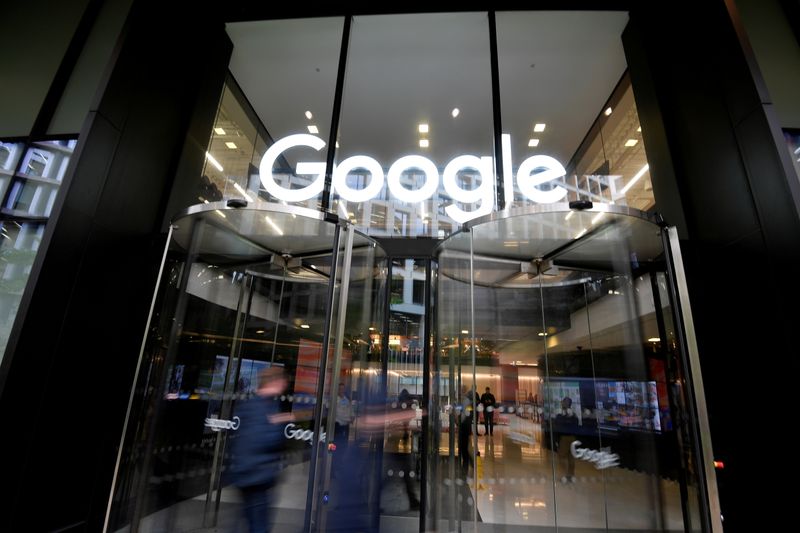 &copy; Reuters. FILE PHOTO: The Google name is displayed outside the company's office in London, Britain November 1, 2018.  REUTERS/Toby Melville//File Photo