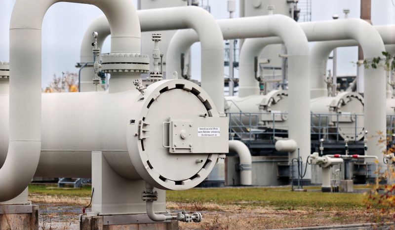 &copy; Reuters. Pipes are pictured at a gas compressor station in Mallnow, Germany, November 1, 2021. REUTERS/Hannibal Hanschke