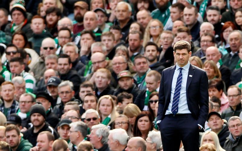 &copy; Reuters. Steven Gerrard durante partida do Rangers contra o Celtic pelo Campeonato Escocês
31/03/2019 Action Images via Reuters/Jason Cairnduff