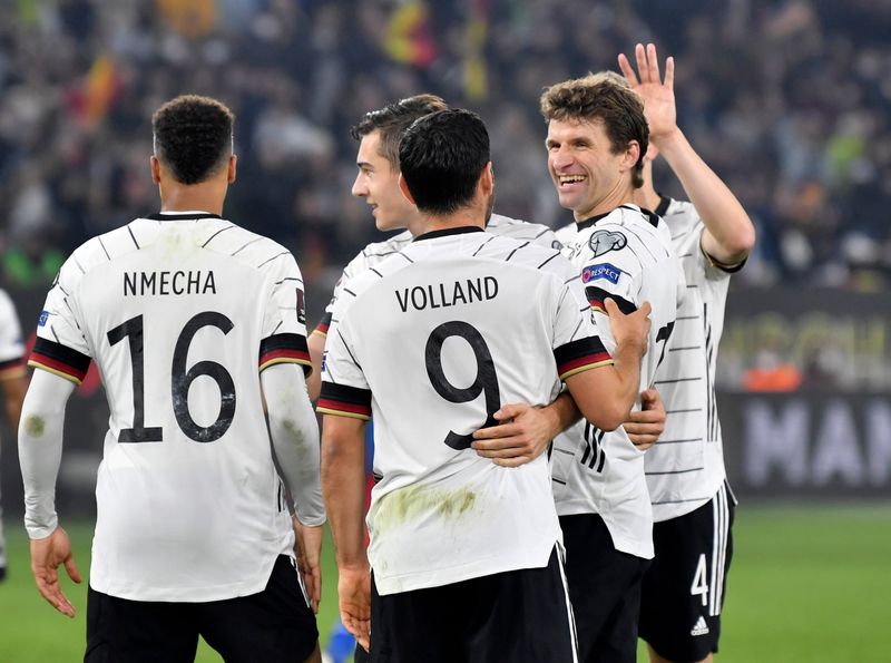 &copy; Reuters. 　サッカーの２０２２年Ｗ杯欧州予選、すでに出場権を獲得しているＪ組のドイツ（写真）はリヒテンシュタインを９─０で一蹴した（２０２１年　ロイター/Fabian Bimmer）
