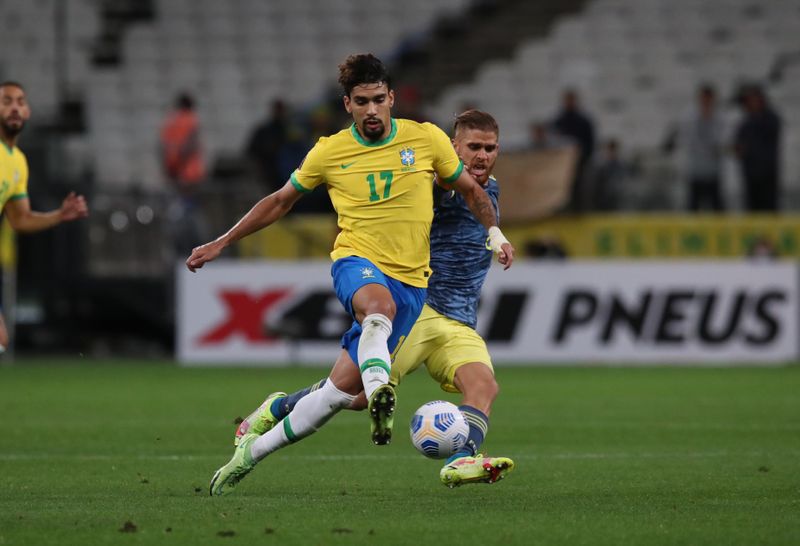 &copy; Reuters. Lucas Paquetá em partida do Brasil contra a Colômbia pelas eliminatórias da Copa
11/11/2021
REUTERS/Amanda Perobelli