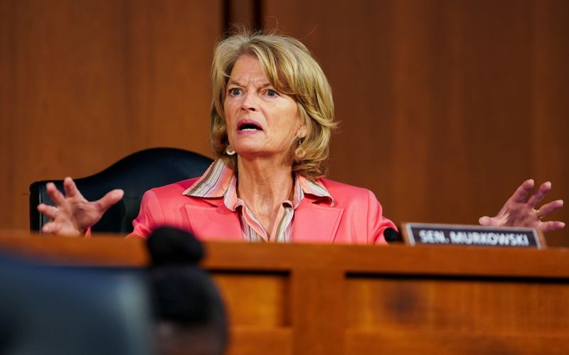 &copy; Reuters. FILE PHOTO: Sen. Lisa Murkowski (R-Alaska) asks questions during a Senate Health, Education, Labor, and Pensions Committee hearing to discuss reopening schools during the coronavirus disease (COVID-19) at Capitol Hill in Washington, D.C., U.S., September 