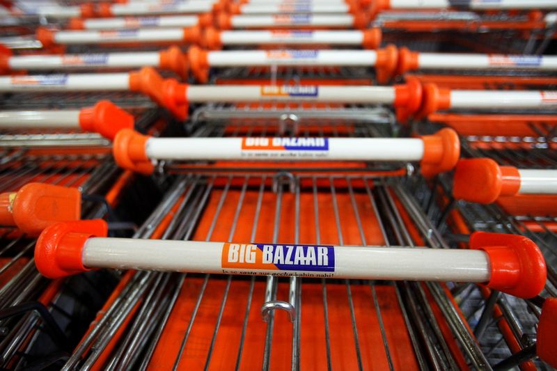 &copy; Reuters. FILE PHOTO: Shopping carts are parked at the Big Bazaar retail store in Mumbai June 9, 2012.  REUTERS/Vivek Prakash (INDIA - Tags: BUSINESS)/File Photo