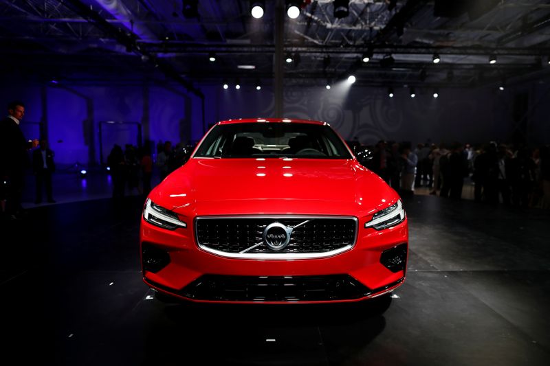 &copy; Reuters. FILE PHOTO: A Volvo S60 is displayed during the inauguration of Volvo Cars first U.S. production plant in Ridgeville, South Carolina, U.S., June 20, 2018.  REUTERS/Randall Hill