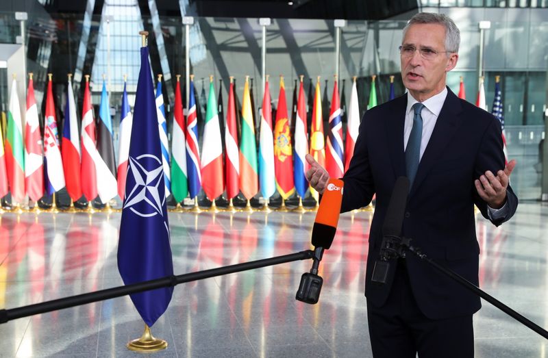 &copy; Reuters. NATO Secretary General Jens Stoltenberg speaks at a NATO Defence Ministers meeting at the Alliance headquarters in Brussels, Belgium, October 21, 2021. REUTERS/Pascal Rossignol