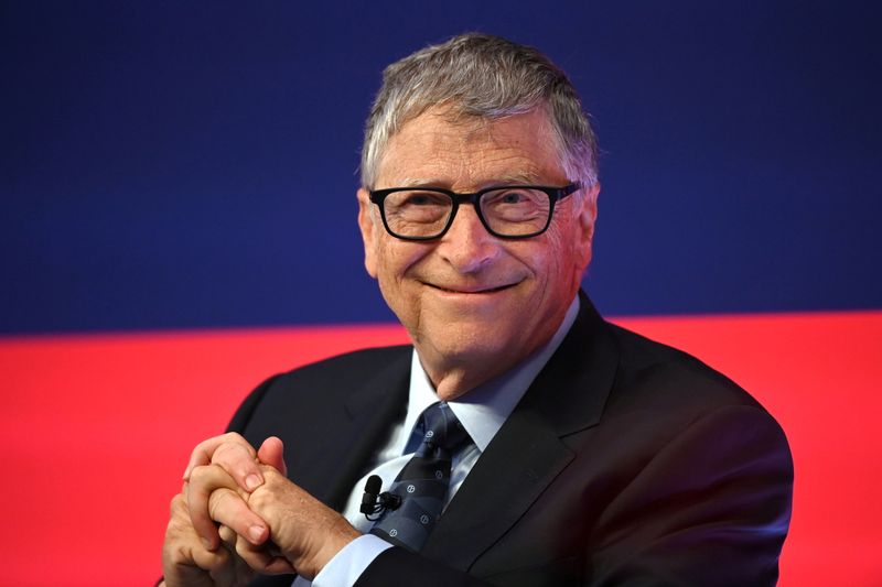 &copy; Reuters. FILE PHOTO: Bill Gates reacts during the Global Investment Summit at the Science Museum, in London, Britain, October 19, 2021. Leon Neal/Pool via REUTERS