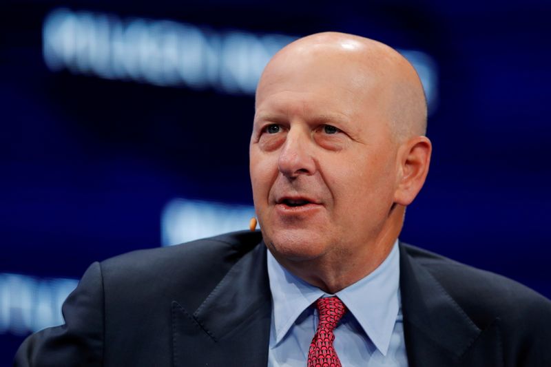 &copy; Reuters. FILE PHOTO: David M. Solomon, Chairman and CEO of Goldman Sachs, speaks during the Milken Institute's 22nd annual Global Conference in Beverly Hills, California, U.S., April 29, 2019.  REUTERS/Mike Blake/File Photo