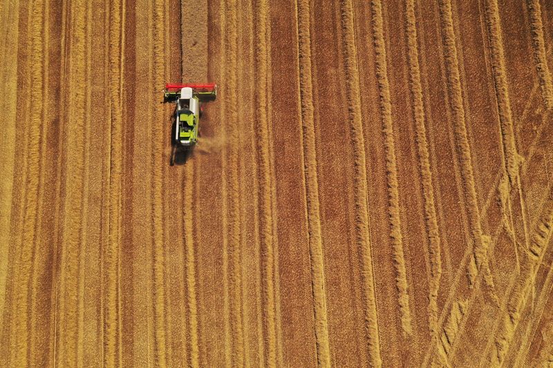 &copy; Reuters. Foto de archivo de una cosechadora en un campo de trigo en Blecourt, Francia. 
Jul 22, 2021. REUTERS/Pascal Rossignol