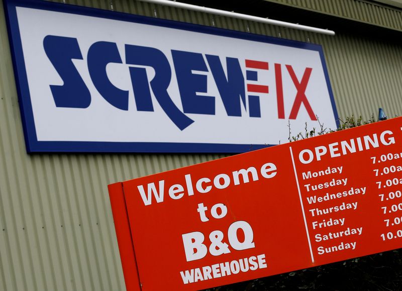 &copy; Reuters. FILE PHOTO: Signs outside the B&Q and Screwfix stores in Loughborough, Britain March 23, 2016. REUTERS/Darren Staples/File Photo