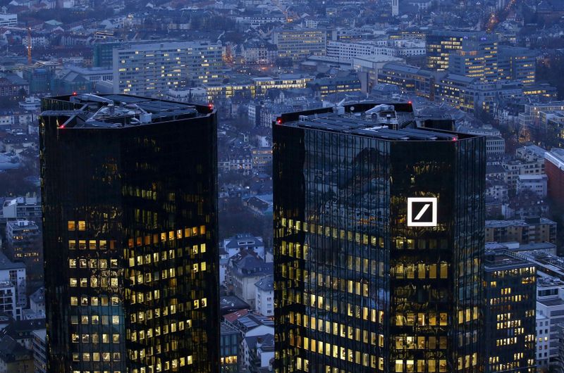 &copy; Reuters. FILE PHOTO: Germany's Deutsche Bank is photographed early evening in Frankfurt, Germany, January 26, 2016.   REUTERS/Kai Pfaffenbach/File Photo