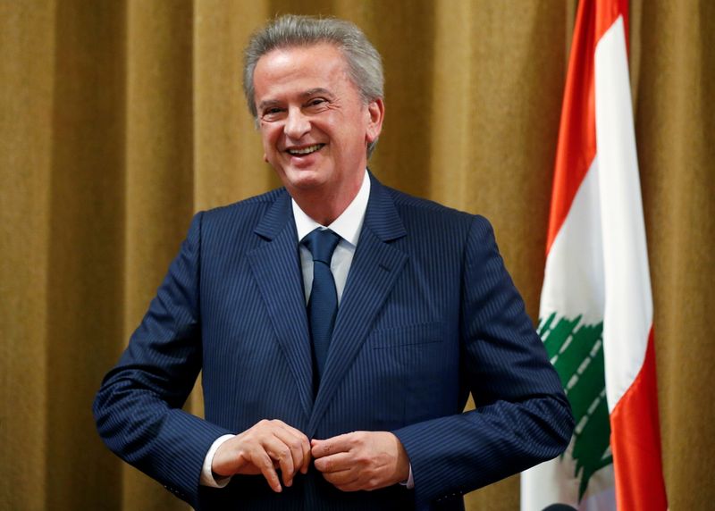 &copy; Reuters. FILE PHOTO: Lebanon's Central Bank Governor Riad Salameh reacts after a news conference at Central Bank in Beirut, Lebanon November 11, 2019. REUTERS/Mohamed Azakir