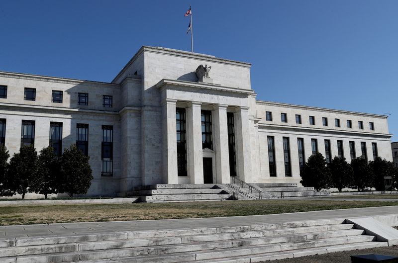 &copy; Reuters. FILE PHOTO: Federal Reserve Board building on Constitution Avenue is pictured in Washington, U.S., March 19, 2019. REUTERS/Leah Millis