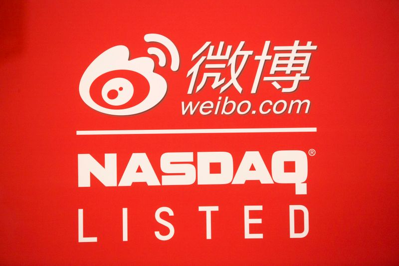 © Reuters. Identificação da Weibo Corporation no NASDAQ Stock Market em Nova York (EUA) 
17/04/2021
REUTERS/Andrew Kelly