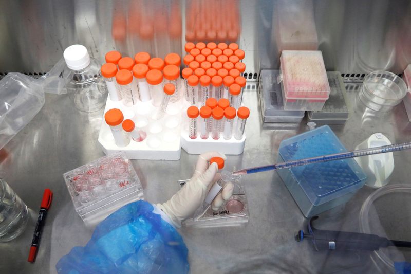 © Reuters. Pesquisadores trabalham em laboratório de células tronco em Pequim.
12/01/2021 
REUTERS/Tingshu Wang