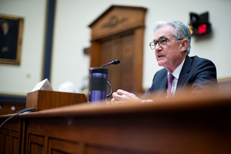 &copy; Reuters. FILE PHOTO: Federal Reserve Chair Jerome Powell attends the House Financial Services Committee hearing on Capitol Hill in Washington, U.S., September 30, 2021. Al Drago/Pool via REUTERS/File Photo