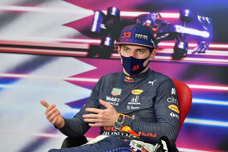 &copy; Reuters. Max Verstappen durante entrevista coletiva após Grande Prêmio do Catar de Fórmula 1
21/11/2021 FIA/Divulgação via REUTERS