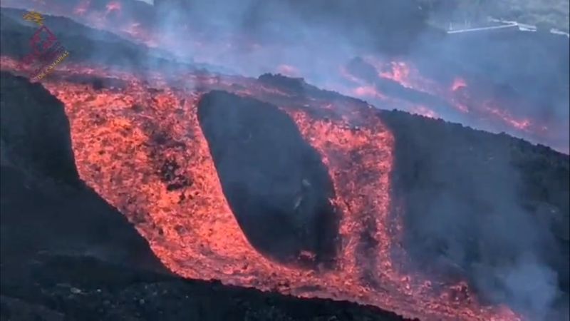 Coastal towns locked down in La Palma as lava crashes into ocean
